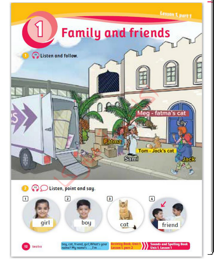 حل أسئلة – Class Book – Unit 1 : Family and friends  