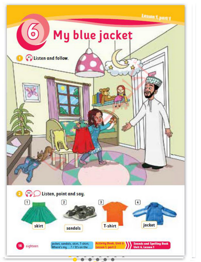 حل أسئلة Class Book – Unit 6 : My blue jacket