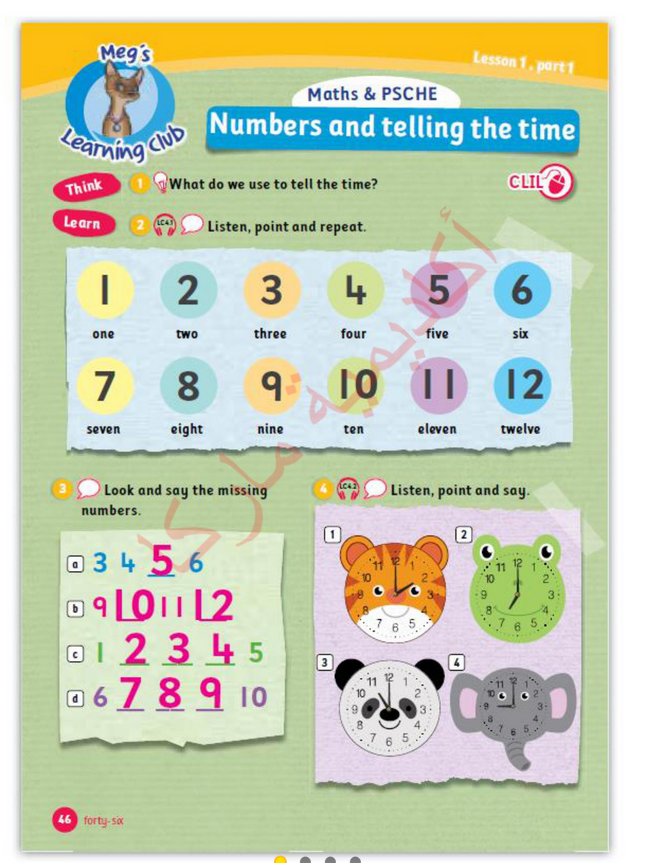 حل أسئلة Class Book – Learning club – 4