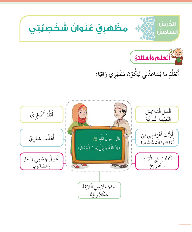 حل أسئلة الدرس (6) مظهري عنوان شخصيتي – ديني حياتي صف ثاني فصل ثاني – 2026