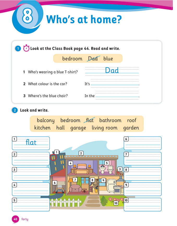 حل أسئلة Activity Book – Unit 8 : Who’s at home