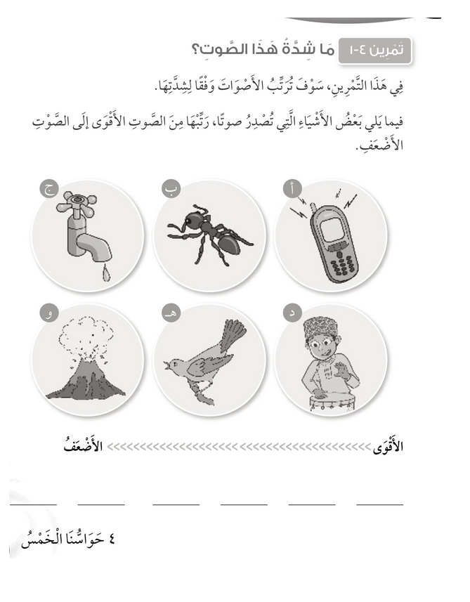 حل تمرين 4-1 ما شدة هذا الصوت؟ – علوم صف ثالث فصل ثاني – 2026