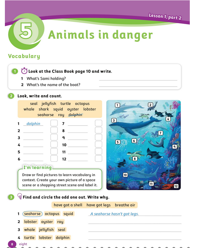 حل أسئلة Activity Book – Unit 5 : Animals in danger