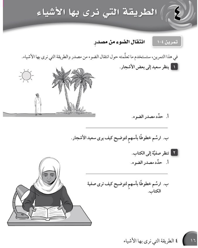 حل دروس الوحدة (4) الطريقة التي نرى بها الأشياء – علوم صف خامس فصل ثاني – 2026