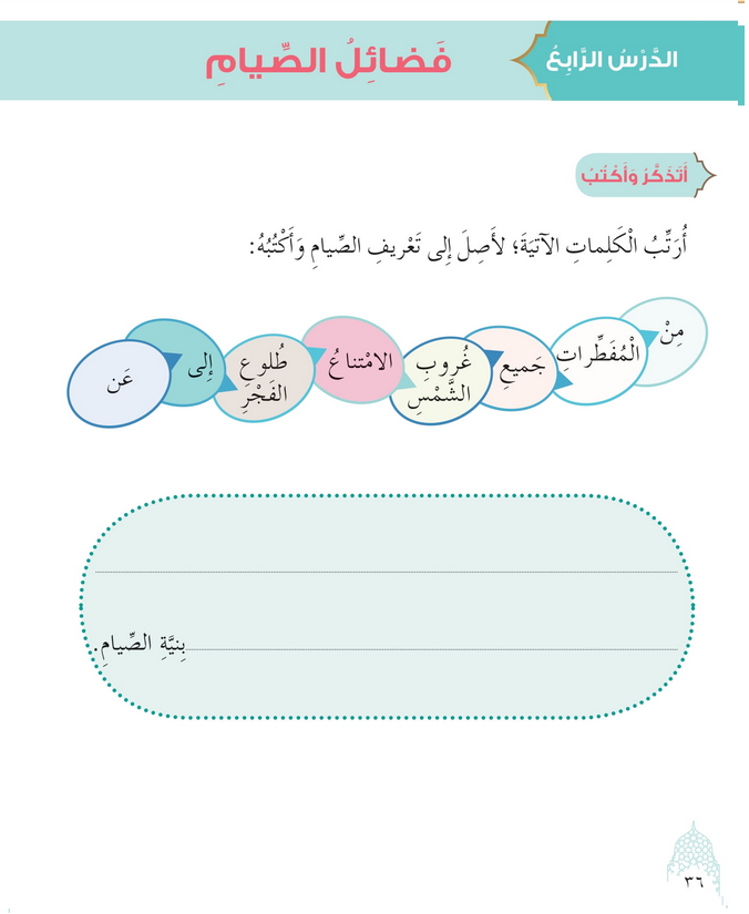 حل أسئلة الدرس (4) فضائل الصيام – ديني حياتي صف ثالث فصل ثاني – 2026