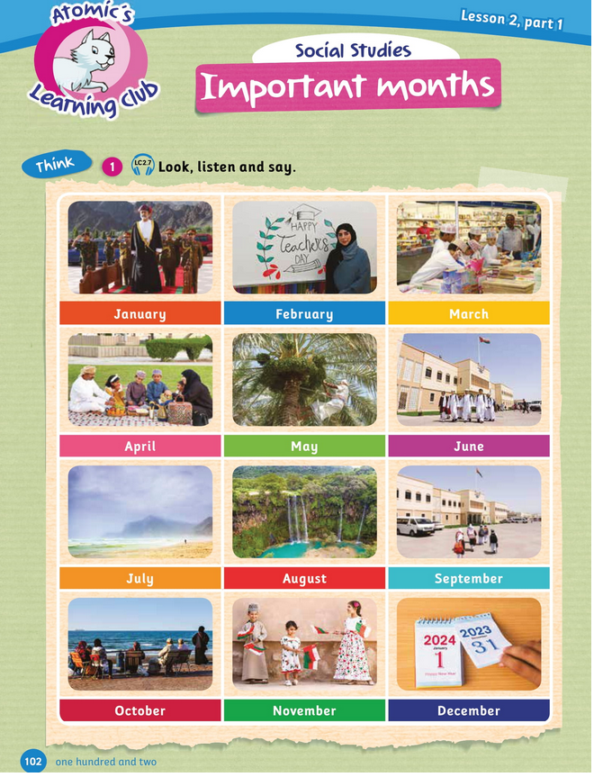 حل أسئلة Class Book – Important months