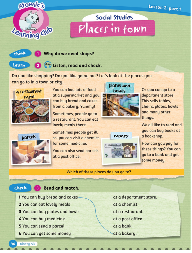 حل أسئلة Class Book – Places in town