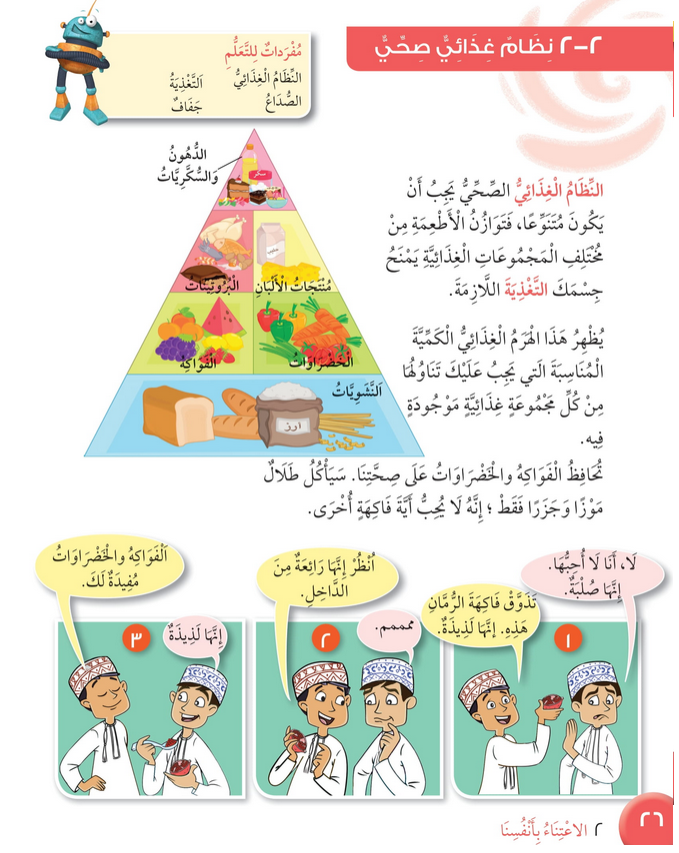 حل درس نظام غذائي صحي – علوم صف ثالث فصل أول (كتاب الطالب)