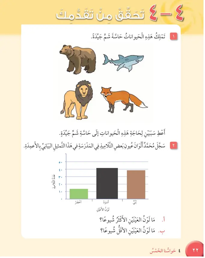 حل أسئلة من تقدمك الوحدة (4) حواسنا الخمس – علوم ثالث فصل 2 كتاب الطالب – 2026