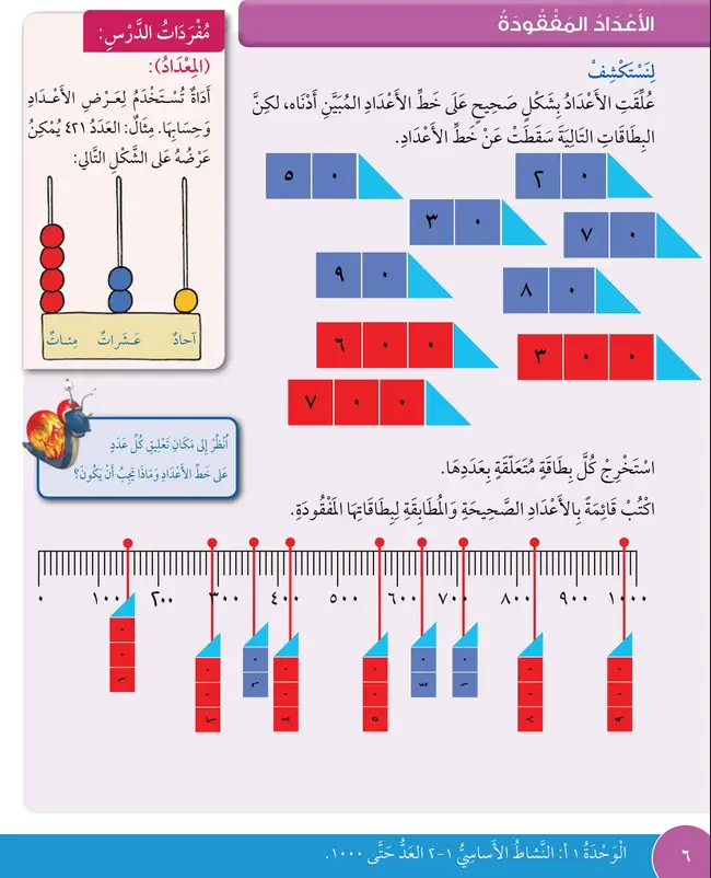 حل درس الأعداد المفقودة – رياضيات ثالث فصل أول – كتاب الطالب