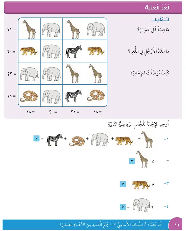 حل درس لغز الغابة – رياضيات صف ثالث فصل أول – كتاب الطالب