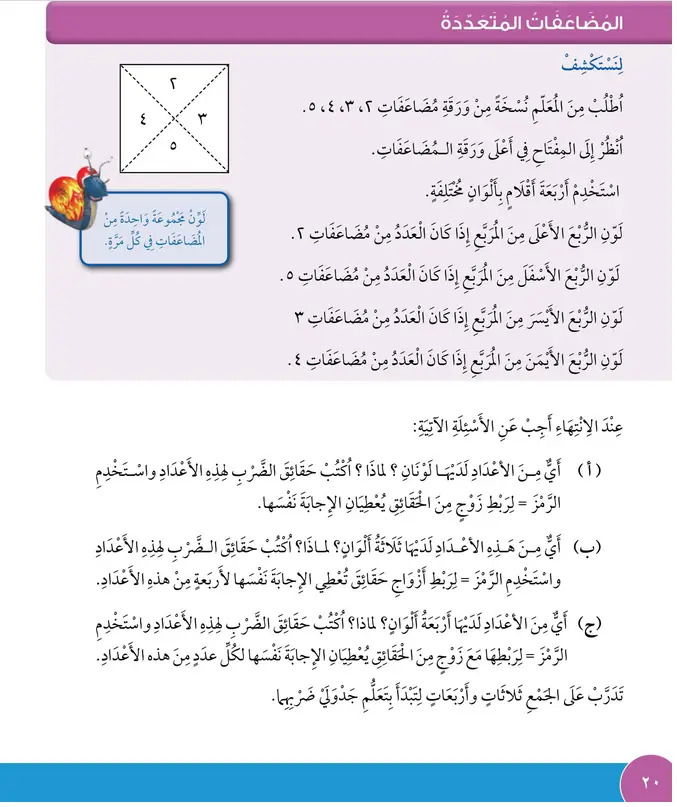 حل درس المضاعفات المتعددة – رياضيات صف ثالث فصل أول – كتاب الطالب