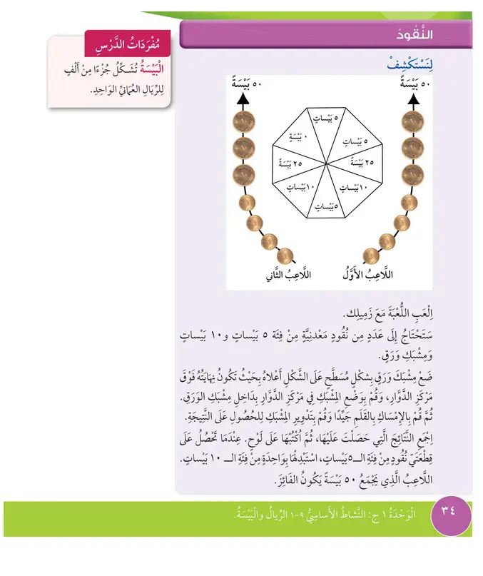 حل درس النقود – رياضيات صف ثالث فصل أول – كتاب الطالب