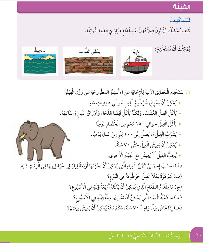 حل درس الفيــــلة – رياضيات صف ثالث فصل ثاني – كتاب الطالب