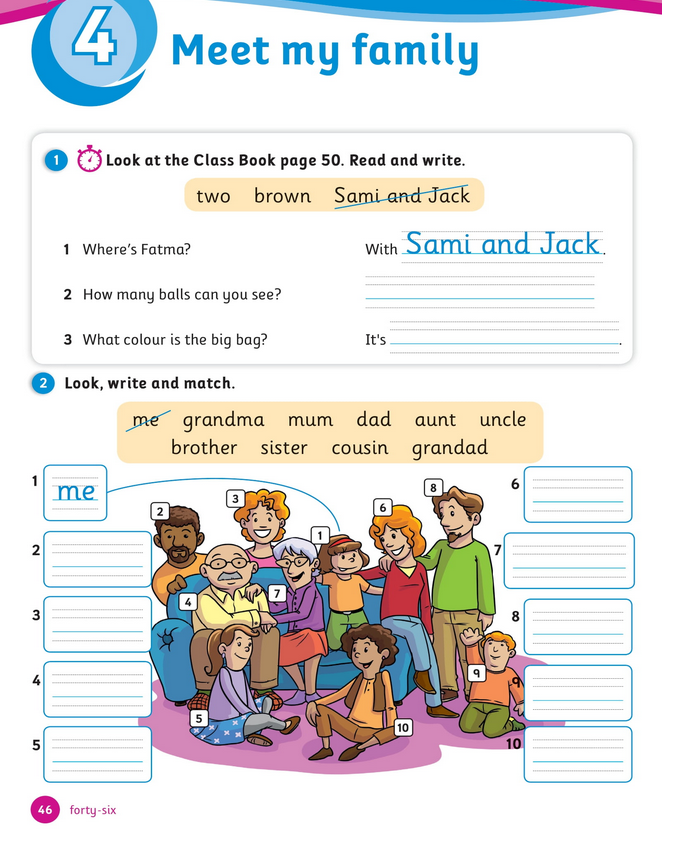 حل أسئلة Activity Book – Unit 4 : Meet my family