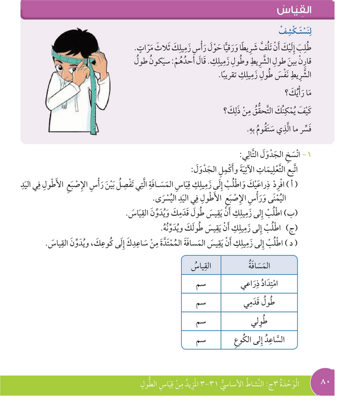 حل درس القياس – رياضيات صف ثالث فصل ثاني – كتاب الطالب