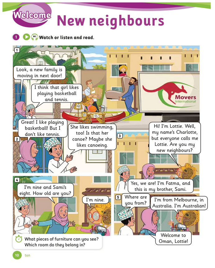 حل أسئلة Class Book – Welcome – New neighbours