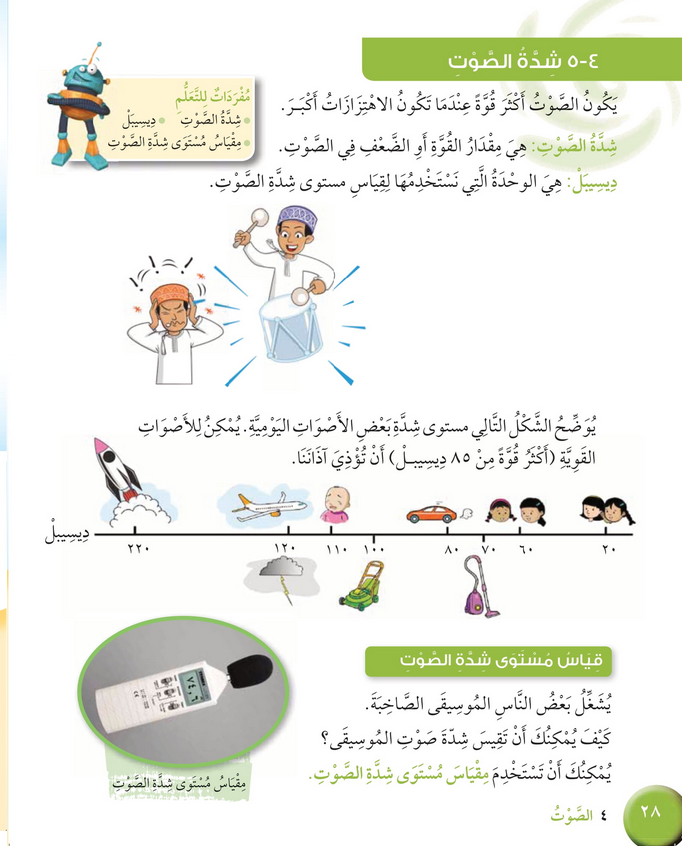 حل درس شدة الصوت – علوم صف رابع فصل ثاني – كتاب الطالب – 2026