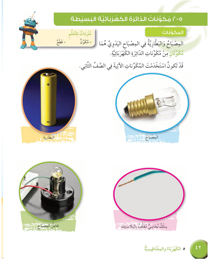 حل درس مكونات الدائرة الكهربائية البسيطة – علوم صف رابع فصل ثاني – كتاب الطالب