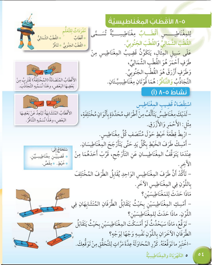 حل درس الأقطاب المغناطيسية – علوم صف رابع فصل ثاني – كتاب الطالب
