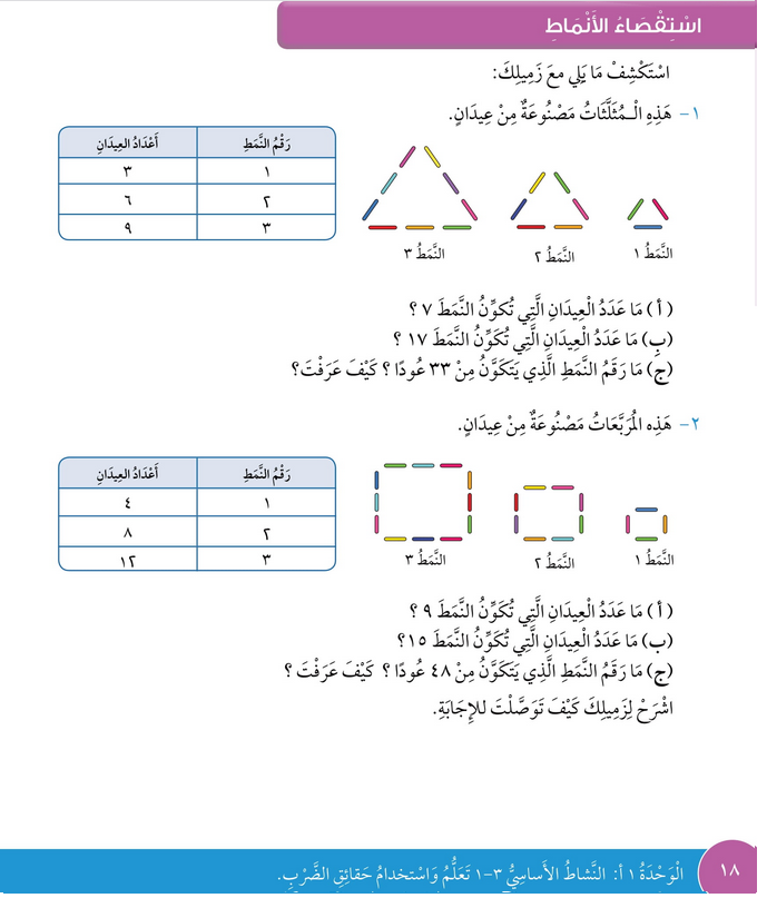 حل درس استقصاء الأنماط – رياضيات صف رابع فصل أول – كتاب الطالب – 2026