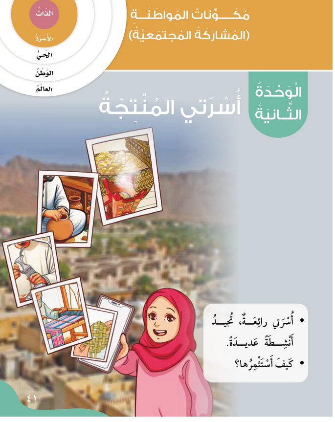 حل أسئلة مقدمة الوحدة (2) أسرتي المنتجة – الهوية والمواطنة صف رابع فصل أول