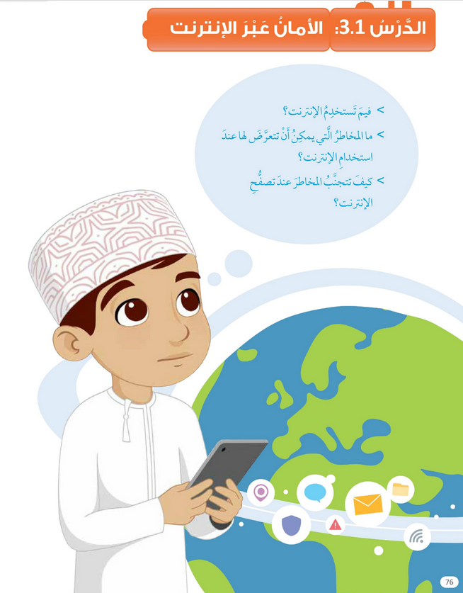 حل أنشطة الدرس (1) الأمان عبر الانترنت – عالمي الرقمي صف ثالث فصل أول