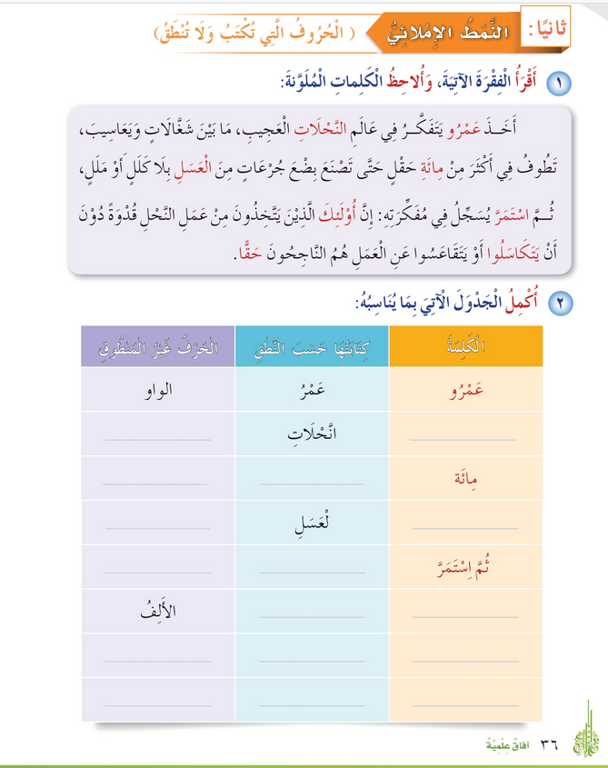 حل درس الحروف التي تكتب ولا تنطق – أحب لغتي صف رابع فصل ثاني – 2026
