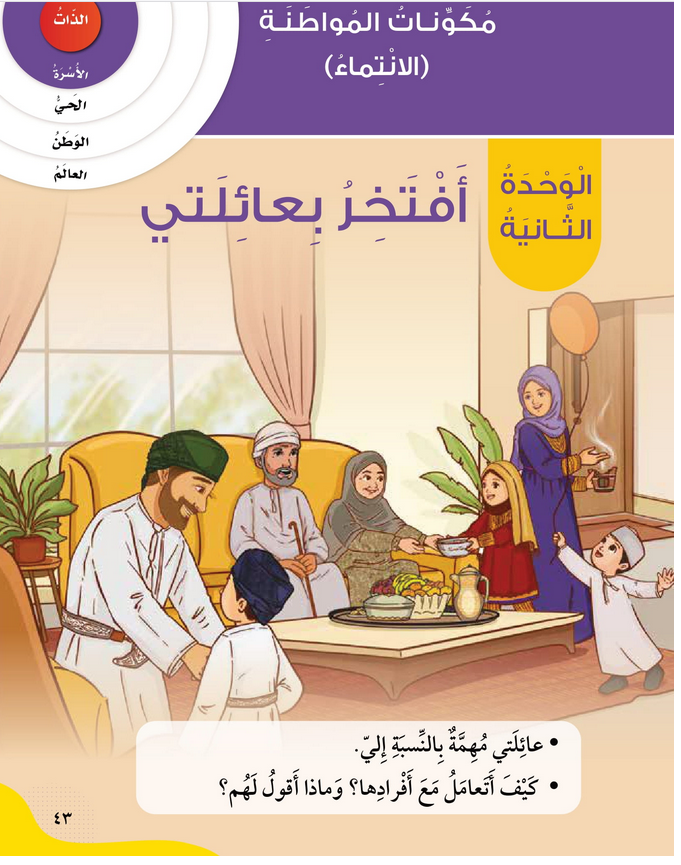  حل أسئلة مقدمة الوحدة الثانية أفتخر بعائلتي – الهوية والمواطنة صف ثاني فصل أول – 2026