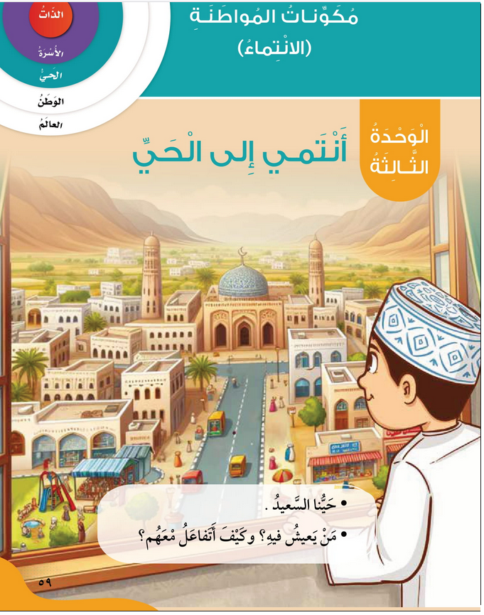 حل أسئلة مقدمة الوحدة الثالثة أنتمي إلى الحي – الهوية والمواطنة صف ثاني فصل أول