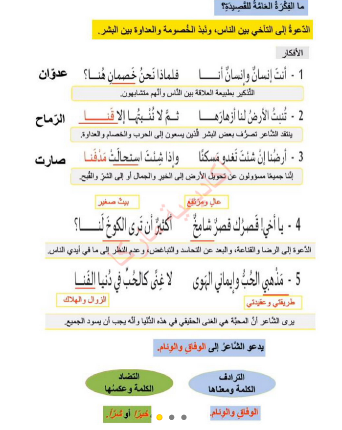 شرح وتحليل قصيدة أنت وأنا – لغتي الجميلة صف سابع فصل ثاني – 2026