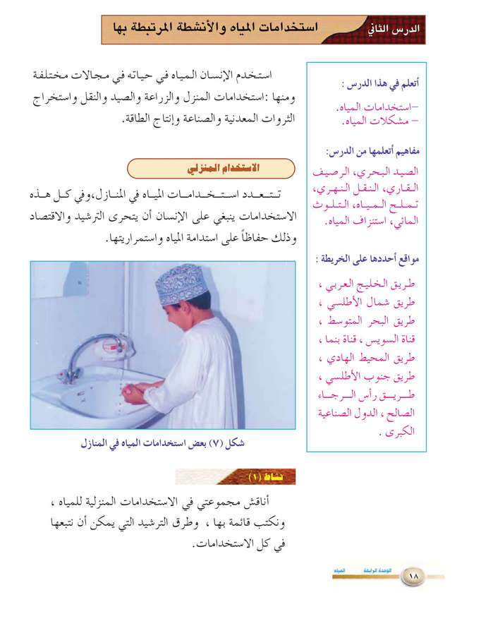 حل الدرس (2) استخدامات المياه والأنشطة المرتبطة بها – دراسات اجتماعية ثامن فصل ثاني