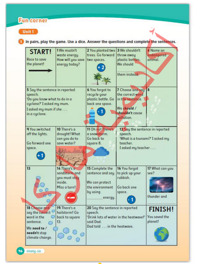 حل أسئلة Class Book – Fun corner unit 1