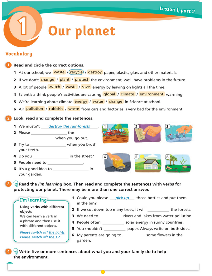حل أسئلة Activity Book – Unit 1 : Our planet