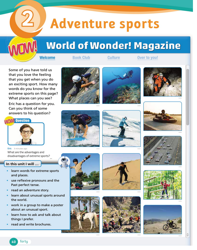 حل أسئلة Class Book – Unit 2 : Adventure sports