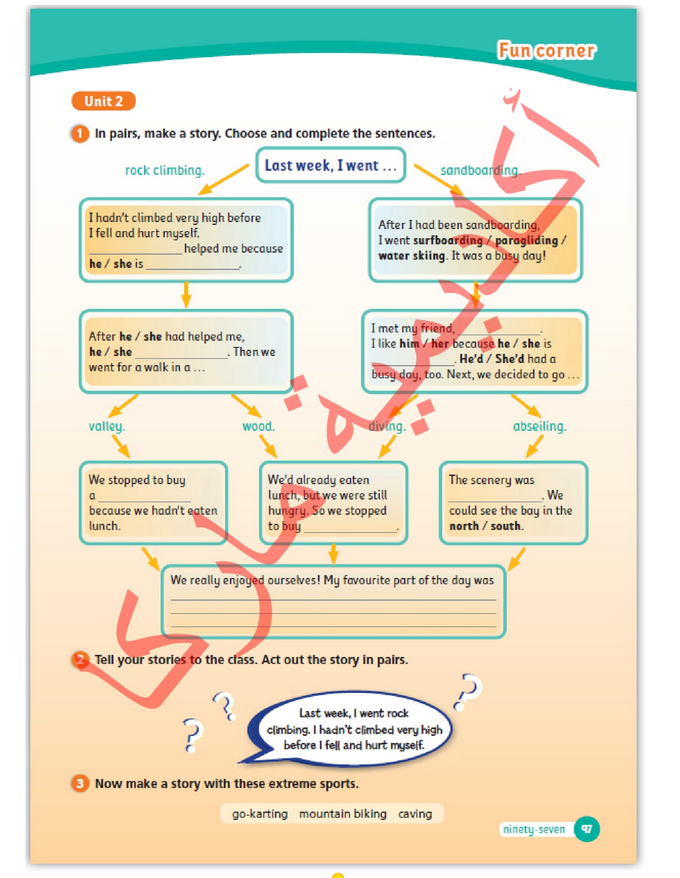 حل أسئلة Class Book – Fun corner unit 2