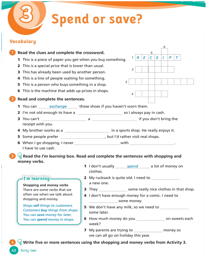 حل أسئلة Activity Book – Unit 3 : Spend or save