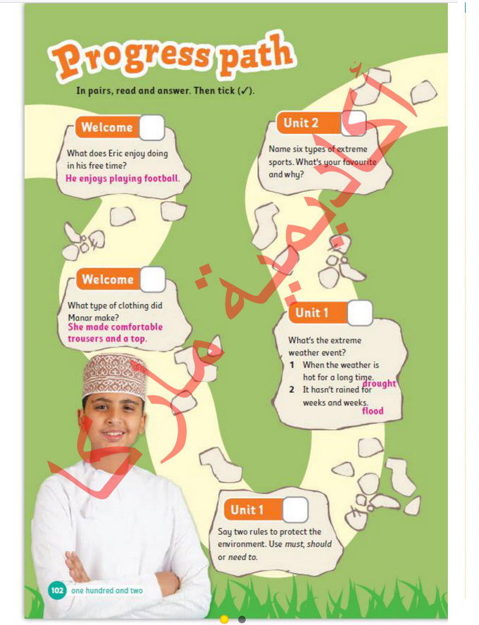 حل أسئلة Class Book – Progress path