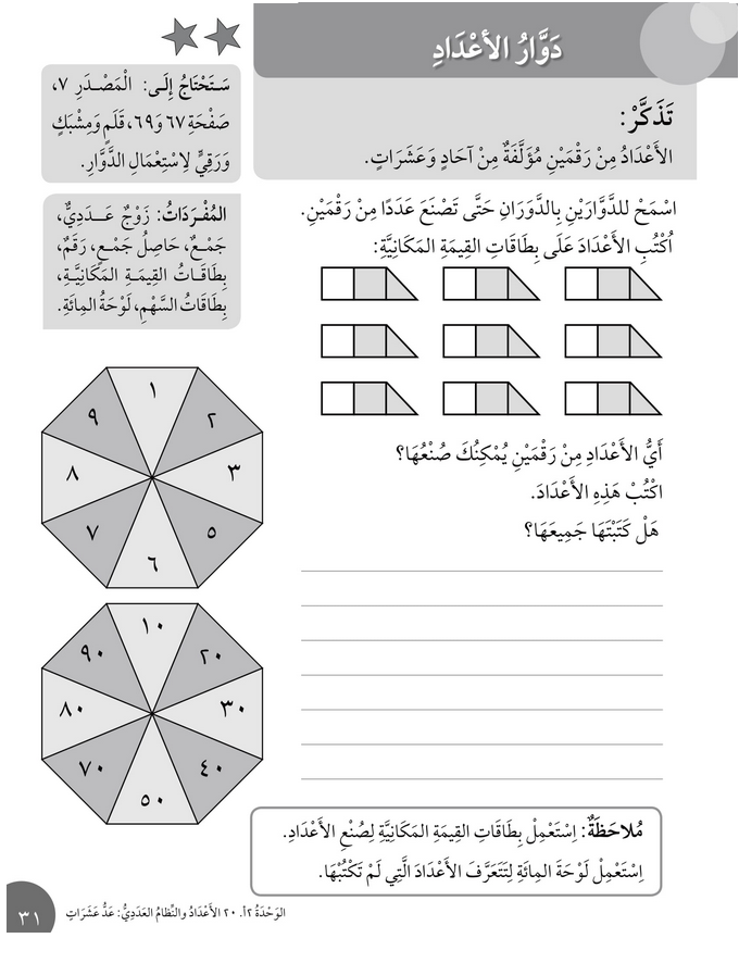 حل أسئلة درس دوار الأعداد – رياضيات أول فصل ثاني (كتاب النشاط) – 2026