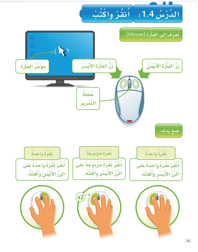 حل الدرس (4) أنقر واكتب – عالمي الرقمي صف أول فصل أول – 2026