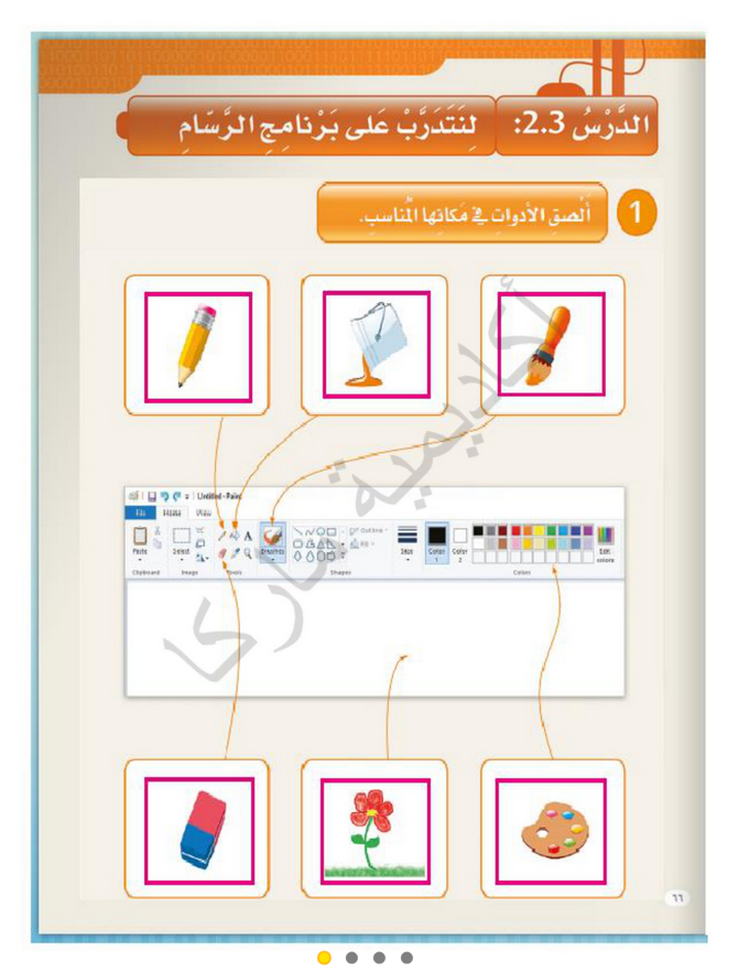 حل الدرس (3) لنتدرب على برنامج الرسام – عالمي الرقمي صف أول فصل أول – 2026