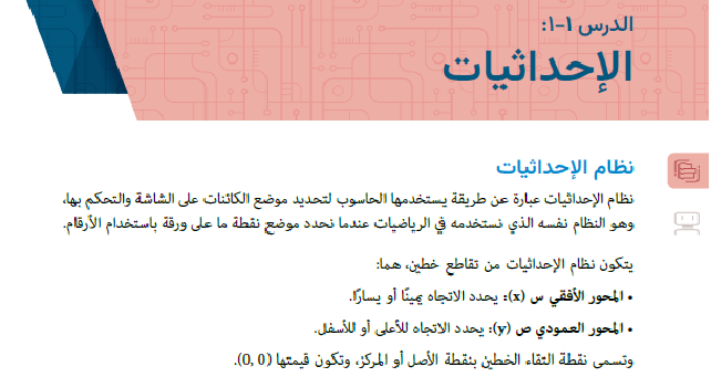 حل الدرس (1) الإحداثيات – تقنية المعلومات صف سادس فصل ثاني – 2026