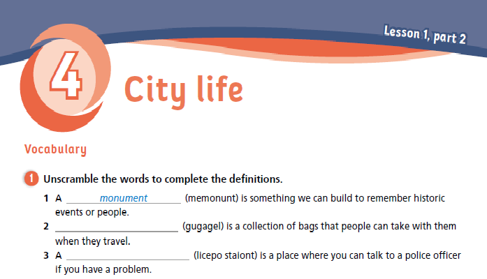 حل أسئلة Activity Book – Unit 4 – City life