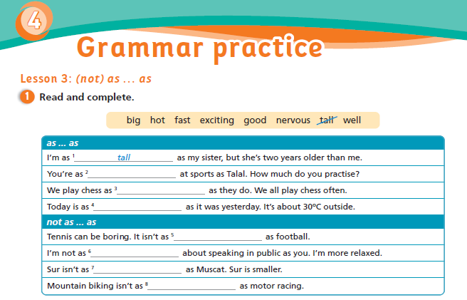 حل أسئلة Activity Book – Grammar practice 4