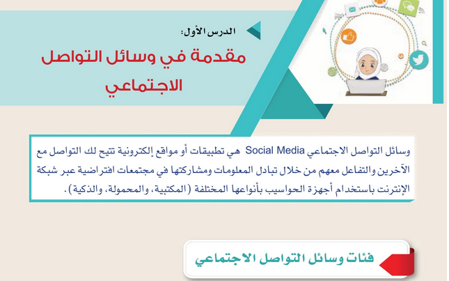 حل الدرس (1) مقدمة في وسائل التواصل الاجتماعي – تقنية المعلومات ثامن فصل أول