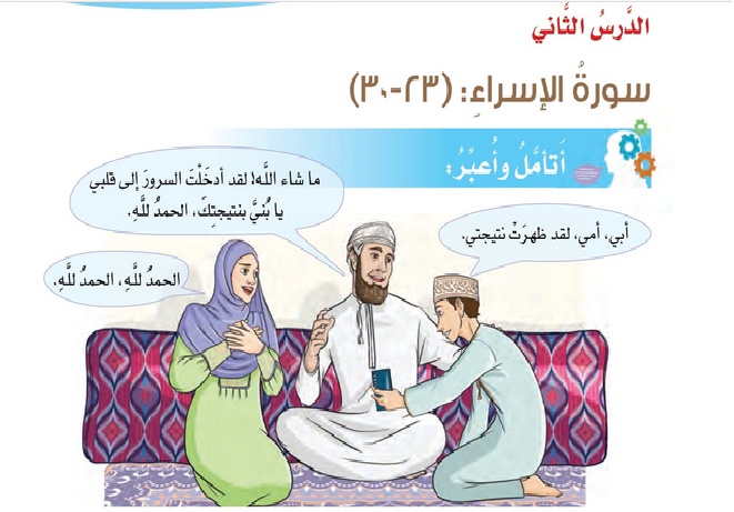 حل الدرس (2) سورة الإسراء 23 – 30 – ديني قيمي صف سابع فصل أول – 2026